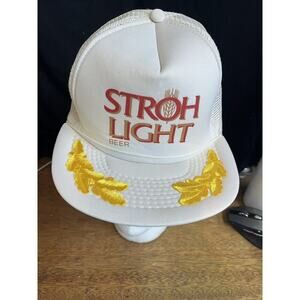 Vintage Stroh Light Snapback Trucker Hat Mesh Cap Made in the USA Scrambled Eggs